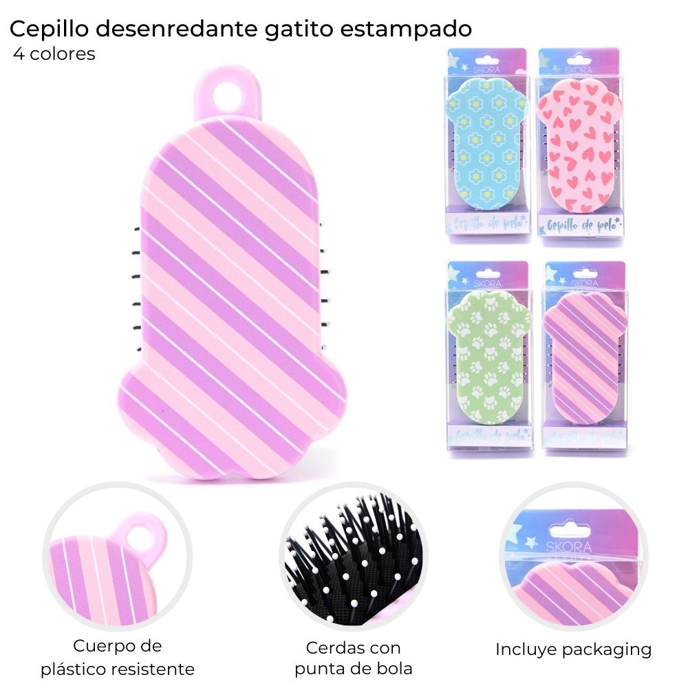 Cepillo desenredante gatito estampado C39034