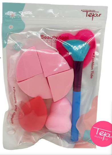 Kit esponjas de latex + aplicadores + brocha x 8u Art 2116